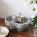 CoTheory Marble Footed Oval Tray - Tundra Grey Marble