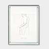 Acrylic box gallery frame in sage color showcasing minimalist line art with durable clear acrylic sandwich design for A3 prints.