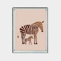 Just Like Mum Zebra Print digital downloadable wall art featuring mother and baby zebra illustration in brown tones on beige background