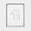 Minimalist digital downloadable art print of a simple line drawing of a human back in a modern frame