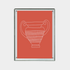 Minimalist line art of a trophy on terracotta background digital download print