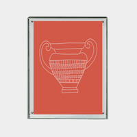 Minimalist line art of a trophy on terracotta background digital download print