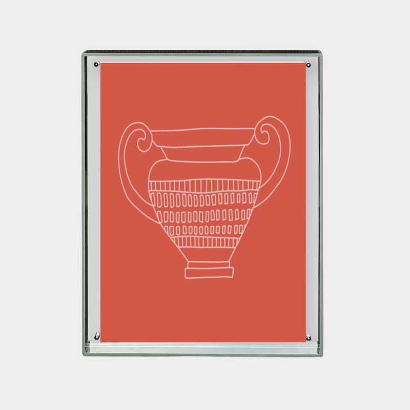 Minimalist line art of a trophy on terracotta background digital download print