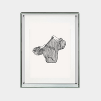 Minimalist digital print of abstract striped clothing item in black and white frame