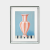 downloadable digital print of pink and white striped vase artwork in modern frame