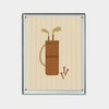 digital print of minimalist golf bag and tees wall art in beige tones