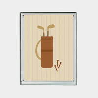 digital print of minimalist golf bag and tees wall art in beige tones