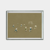 Minimalist digital art of a soccer game with players near a goal on a muted brown background, downloadable print Soccer is Life