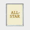 Downloadable digital print featuring "ALL-STAR" text on a striped background in vintage style