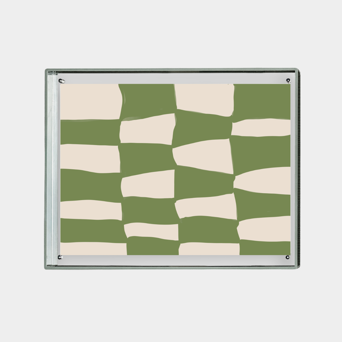 Iconic II Print digital downloadable abstract green and beige patterned wall art in frame