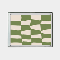 Iconic II Print digital downloadable abstract green and beige patterned wall art in frame