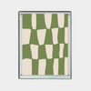 Iconic II Print digital downloadable abstract green and beige geometric wall art in modern frame