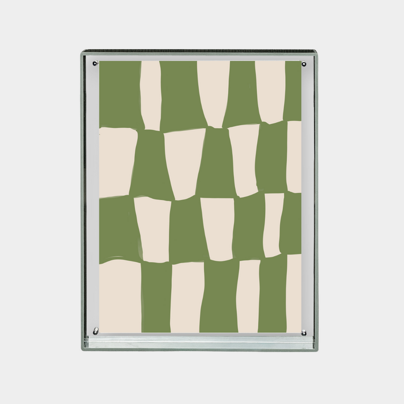 Iconic II Print digital downloadable abstract green and beige geometric wall art in modern frame