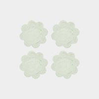 Aries Scallop Resin Coaster 4pc set in sage green with scalloped edges for cold drinks protection