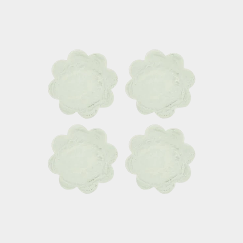 Aries Scallop Resin Coaster 4pc set in sage green with scalloped edges for cold drinks protection