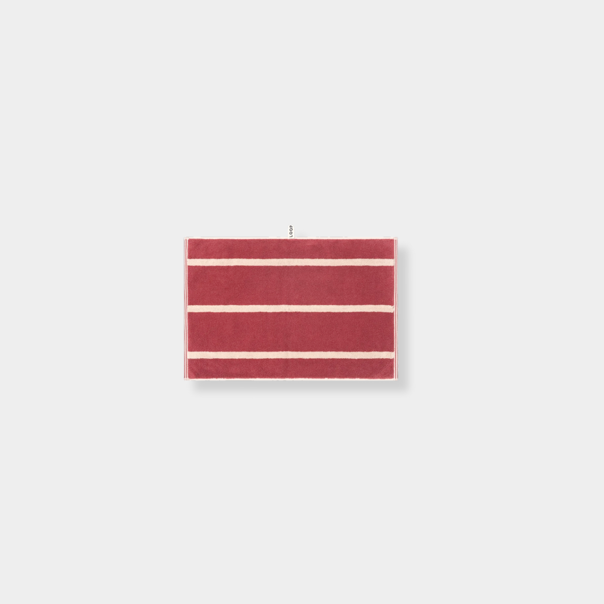 Loop Home Hand Towel in ruby and almond blush pinstripe, organic cotton, 75x50cm, jacquard weave from Türkiye