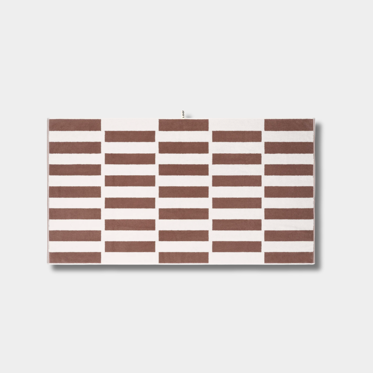 Loop Home Bath Sheet coffee and ivory organic cotton towel with jacquard weave pattern