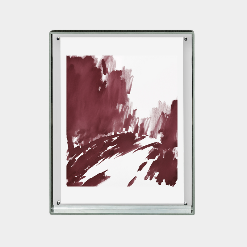 Homeward Bound Print digital downloadable abstract artwork in deep burgundy tones framed in glass