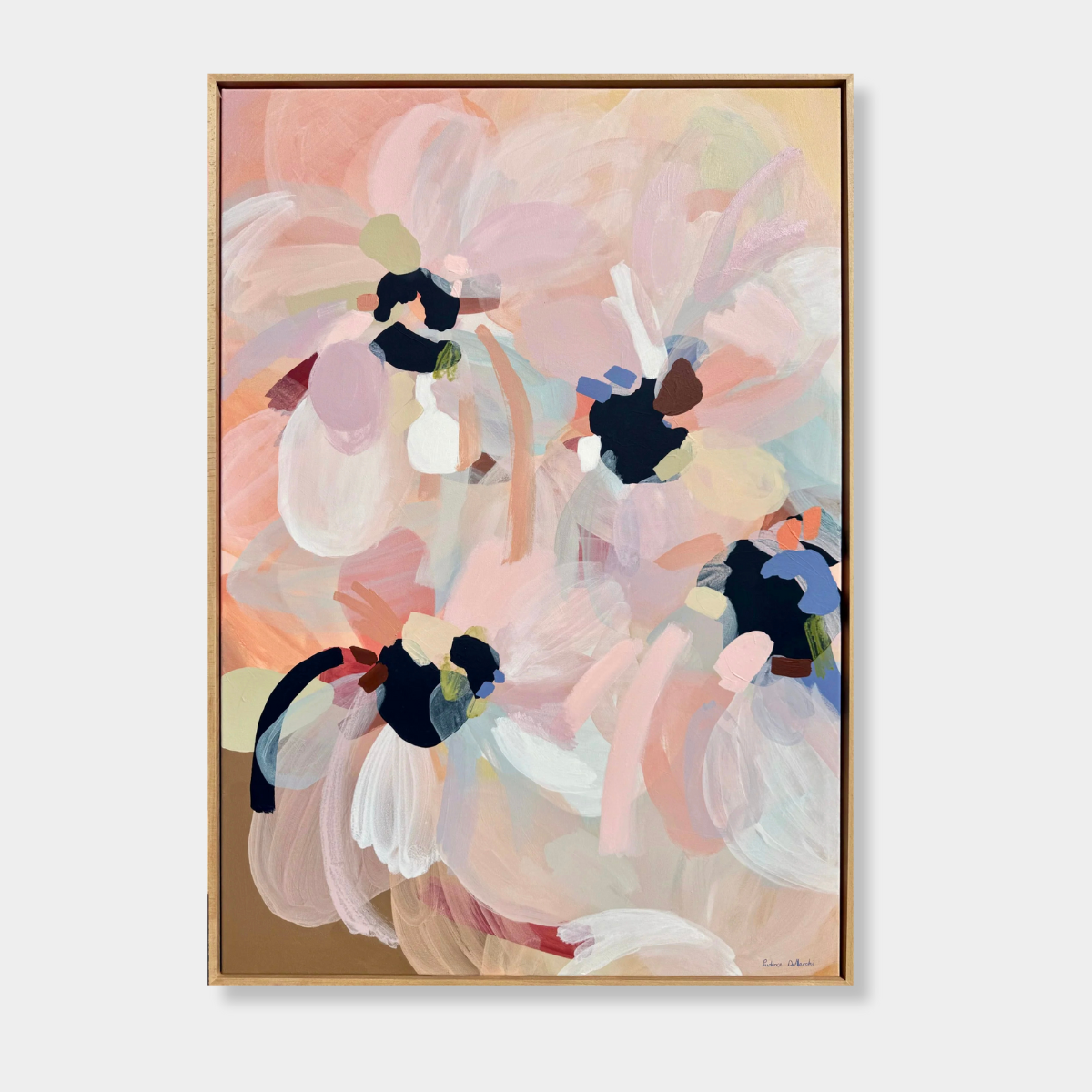 Abstract floral painting with soft pastel colors by Prudence Demarchi Fine Art on canvas print