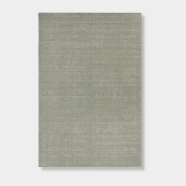 Baya Haywood Floor Rug in slate with soft sage-green undertones, made of 100% New Zealand wool with a knotted tip shear pile for a luxurious texture