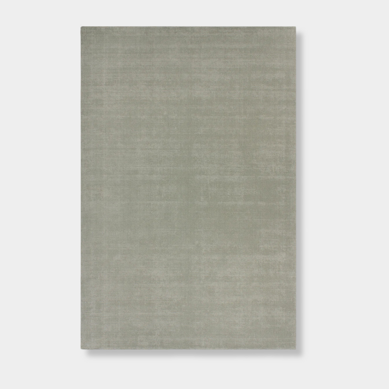Baya Haywood Floor Rug in slate with soft sage-green undertones, made of 100% New Zealand wool with a knotted tip shear pile for a luxurious texture