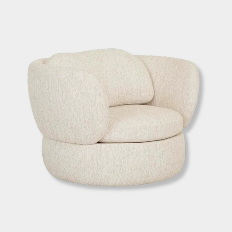 GlobeWest Winona Occasional Chair in caramel latte with rounded silhouette and swivel base