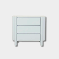 GlobeWest Artie Dresser in powder blue with pillar legs, rounded fronts, three drawers, and painted ash veneer finish