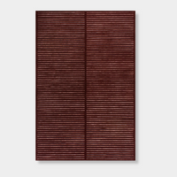 Baya Marlow Floor Rug in wine with burgundy and pale pink stripes, hand-tufted 100% New Zealand wool, 15mm pile depth.