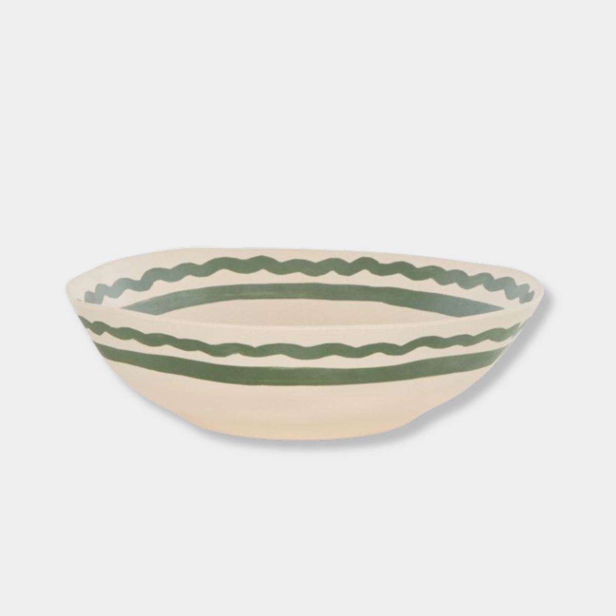 Davis & Waddell Salad Bowl in dark green bamboo fibre with wiggly striped design, eco-friendly and durable.