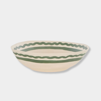 Davis & Waddell Salad Bowl in dark green bamboo fibre with wiggly striped design, eco-friendly and durable.