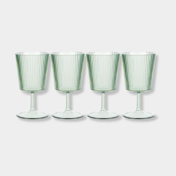 Set of 4 green Saltara RPET tumblers with ribbed texture by Davis & Waddell