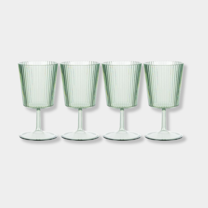 Set of 4 green Saltara RPET tumblers with ribbed texture by Davis & Waddell