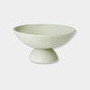 Aries Resin Pedestal Bowl in sage green with modern minimalist design, made of durable resin, ideal for decorative and functional use.