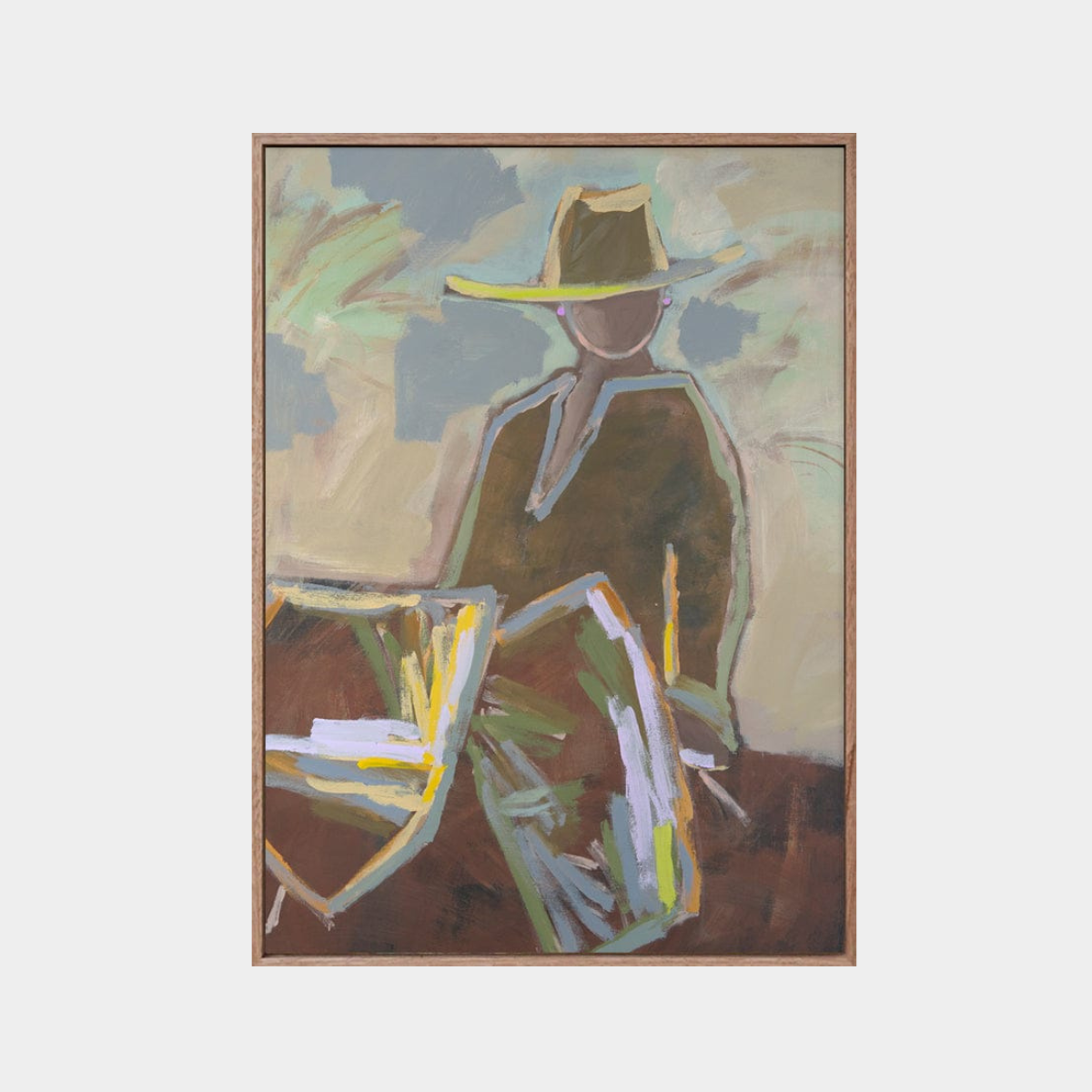 Marcia Priestley limited edition Chaps Dusk Palm fine art canvas print with floating oak frame