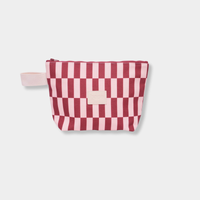 Base Supply Wet Base Midi burgundy and peony check waterproof storage pouch with top zip and cotton loop