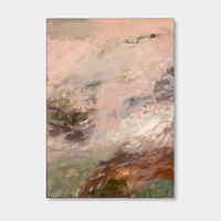Abstract contemporary Earth art print by Prudence De Marchi in soft pinks, browns, and greens on canvas