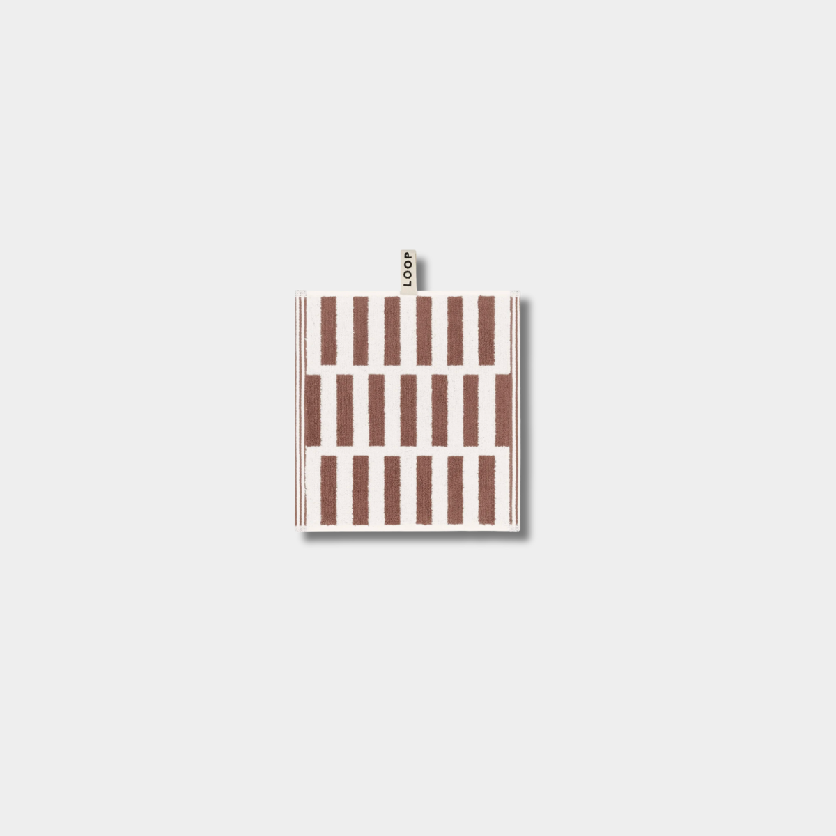 Loop Home Face Towel in coffee and ivory color with jacquard weave, made from organic cotton in Türkiye, 30x30 cm size