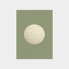 Minimalist golf ball print digital downloadable art on green background