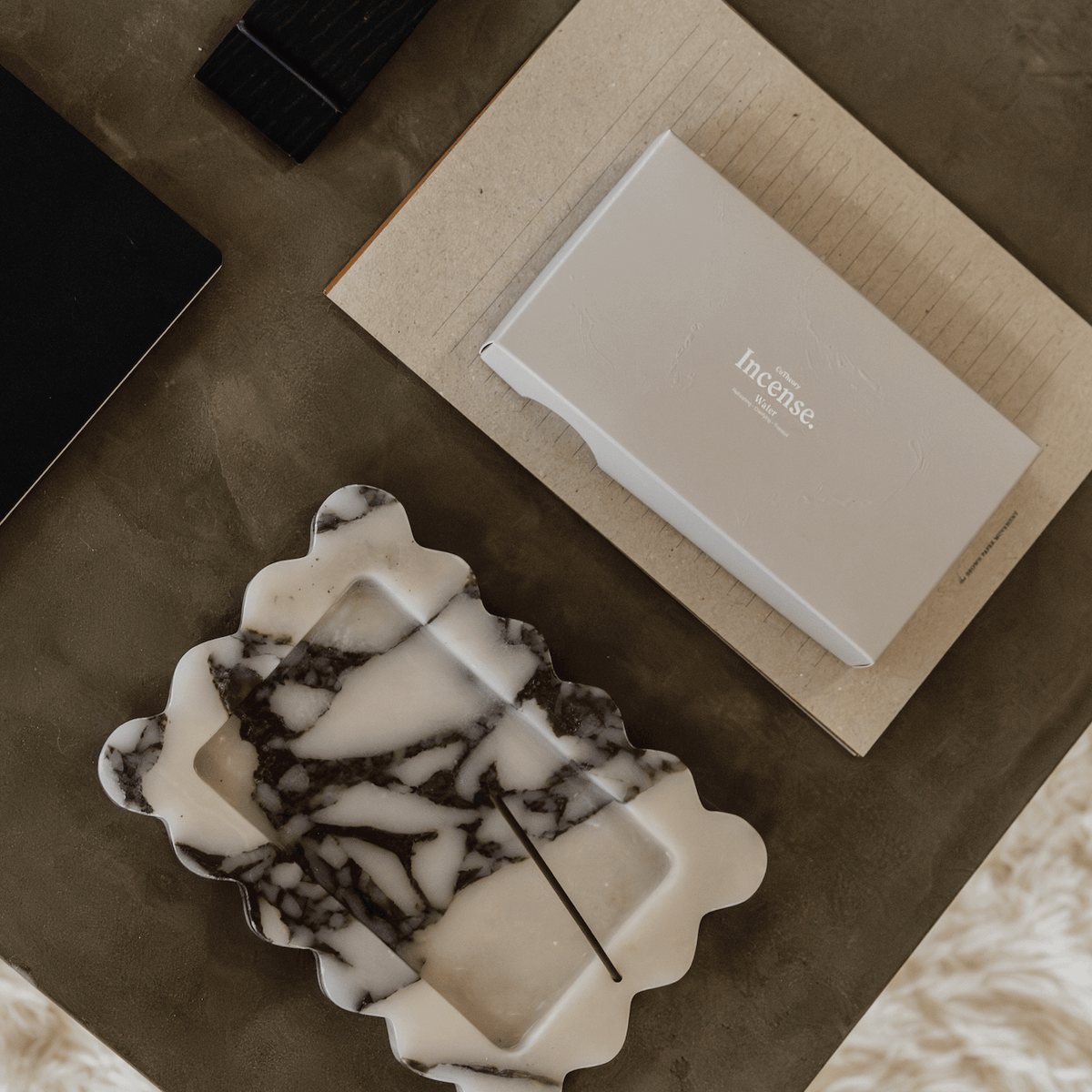 CoTheory Accessories CoTheory Palazzo Small Scalloped Tray & Incense Holder - Viola Marble