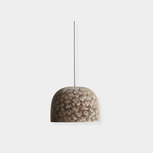 Robert Gordon Bell ceramic pendant light, white ochre | Norsu Interiors