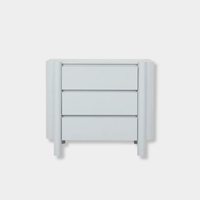 GlobeWest Artie Dresser in powder blue with sculptural pillar legs and three drawers