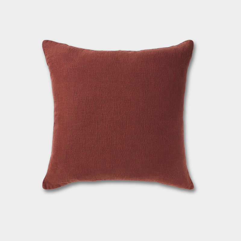 L&M Ava Large Square Cushion in maple color with textured pure linen fabric and feather insert