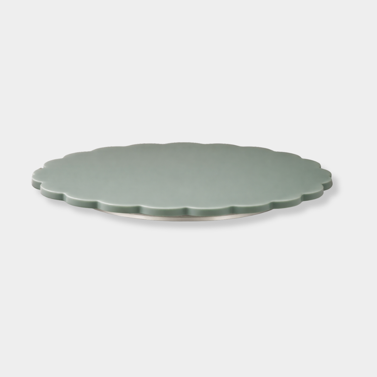 norsu Studio Spin Me Round sage scalloped lazy susan with smooth rotating base in two sizes