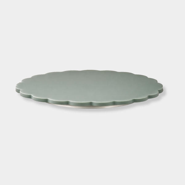 norsu Studio Spin Me Round sage scalloped lazy susan with smooth rotating base in two sizes
