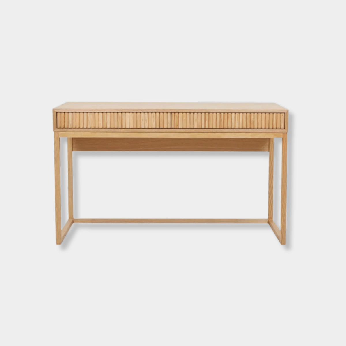 Globe West Benjamin Ripple Desk in natural ash with geometric frame and ripple textured front drawers