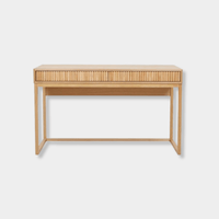Globe West Benjamin Ripple Desk in natural ash with geometric frame and ripple textured front drawers