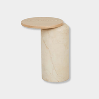 Globe West Side Tables Pablo Marble Side Table - Natural Ash / Natural Brown Vein Marble