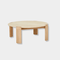 Globe West Coffee Tables Willa Marble Coffee Table - Natural Travertine - Light Oak