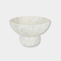 GlobeWest Rufus Indra Goblet Bowl handcrafted from white marble with polished finish, modern decorative bowl