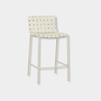 GlobeWest Everly Barstool in linen grey with matte grey iron frame and woven seat design